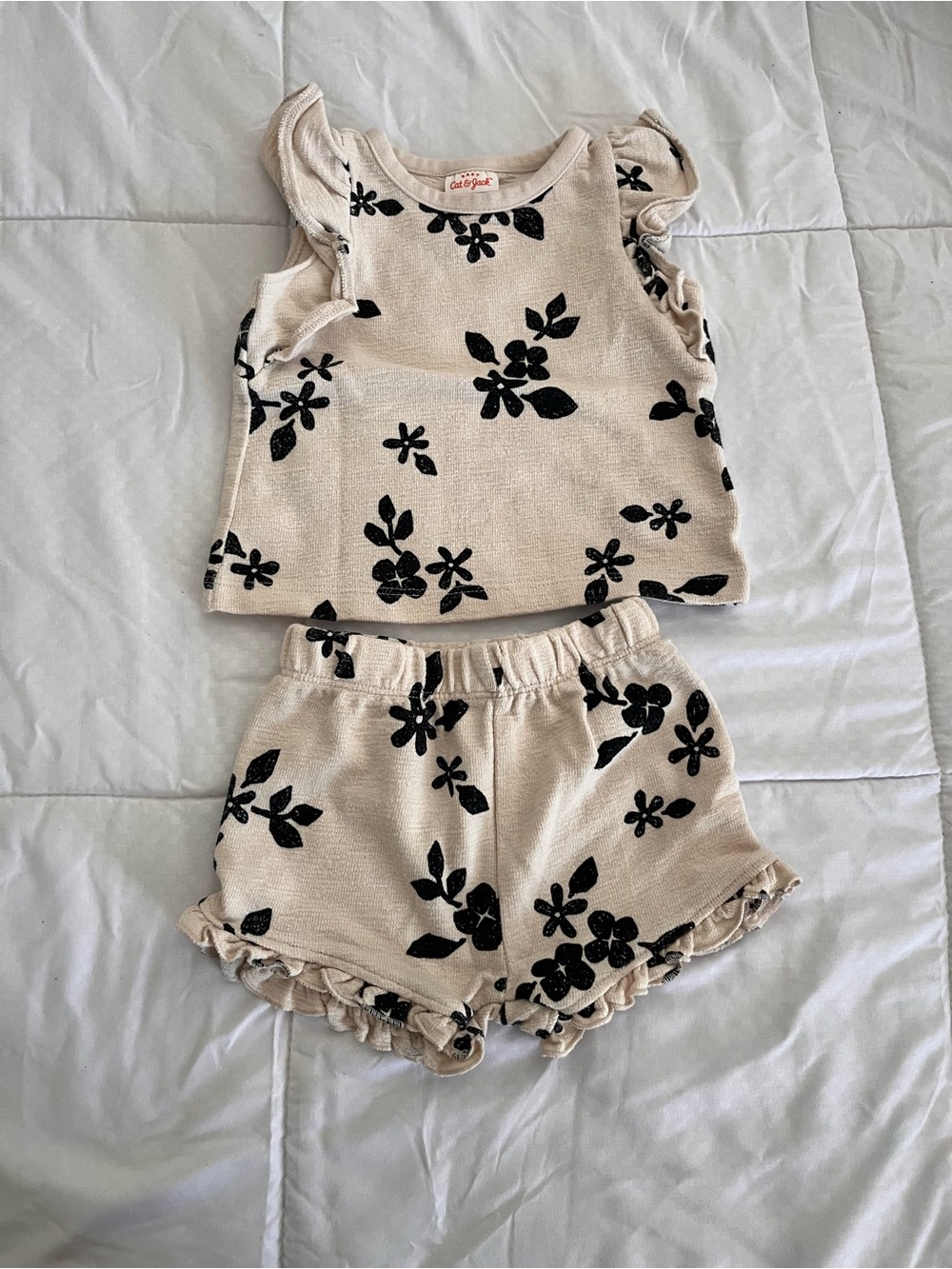 Cat & Jack Baby Floral Two-Piece Set - Cream & Black